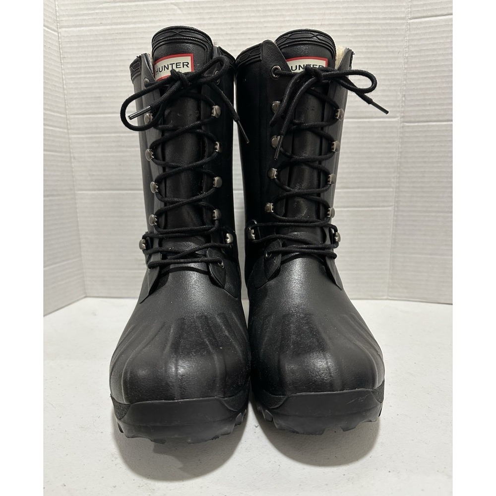 Hunter Boots Mens Size Us12M  Black Rubber Fleece Lined Winter Snow Rain Vibram